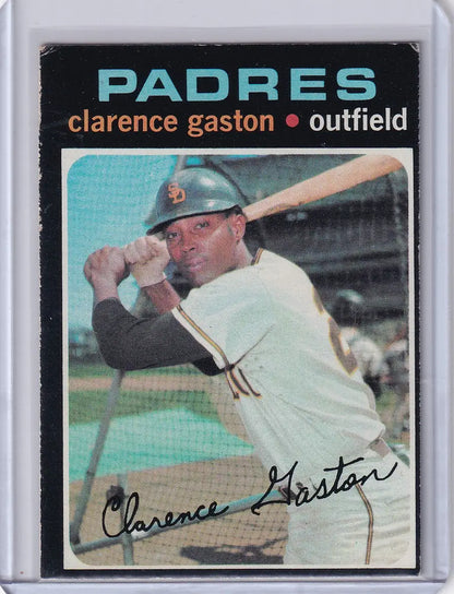 Baseball card of Cito Gaston in batting stance for San Diego Padres Topps Baseball