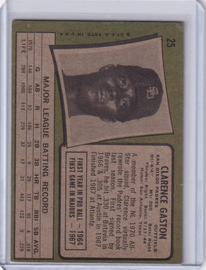 Vintage 1971 Topps Baseball card of Cito Gaston from the San Diego Padres