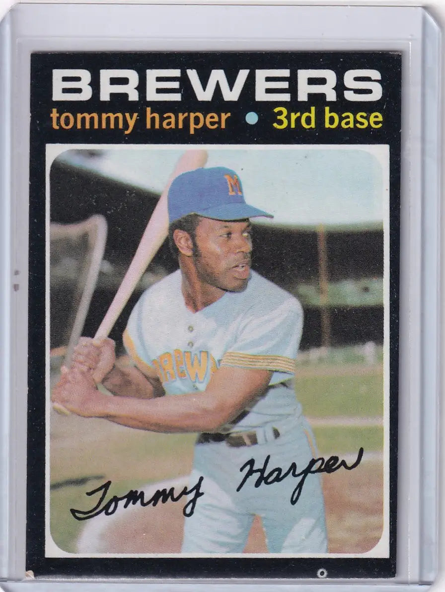 1971 Topps Baseball card of Tommy Harper in batting stance for Milwaukee Brewers