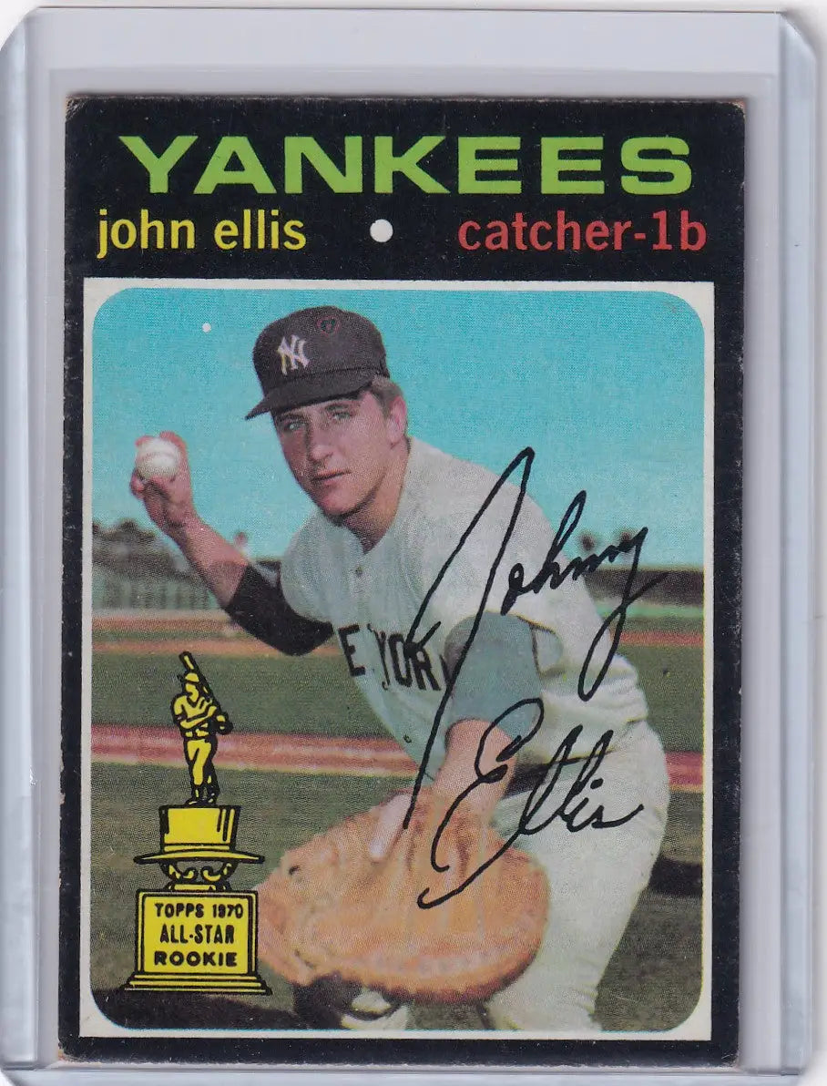 1971 Topps Baseball card of John Ellis, New York Yankees catcher-first baseman