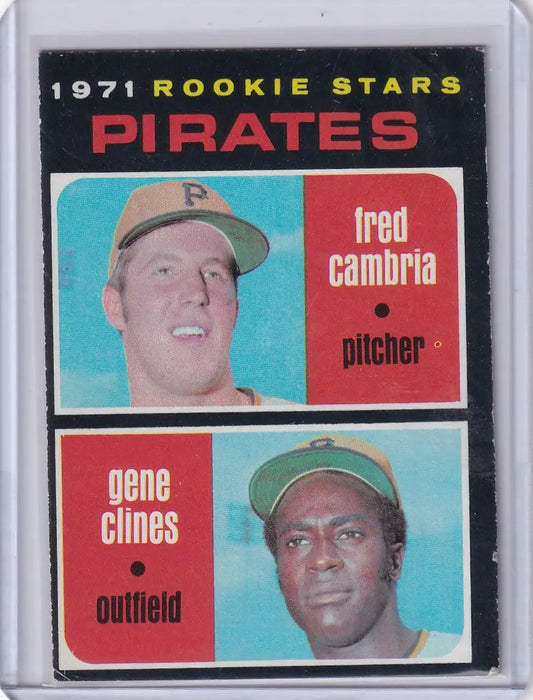 1971 Topps Baseball card of Pirates Rookies Fred Cambria and Gene Clines RC