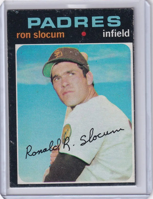 1971 Topps Baseball card of Ron Slocum, infielder for San Diego Padres