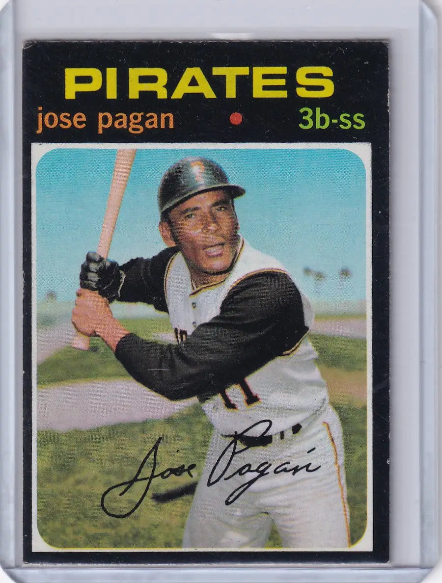 Vintage 1971 Topps Baseball card of Jose Pagan in Pittsburgh Pirates uniform