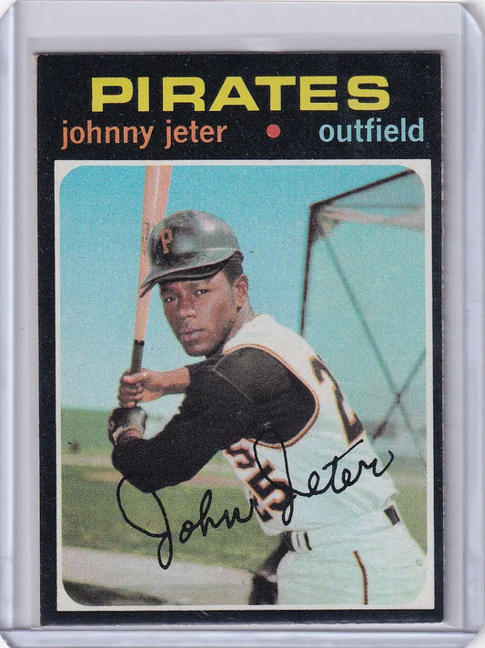 1971 Topps Baseball card of Johnny Jeter, Pittsburgh Pirates outfielder in batting stance