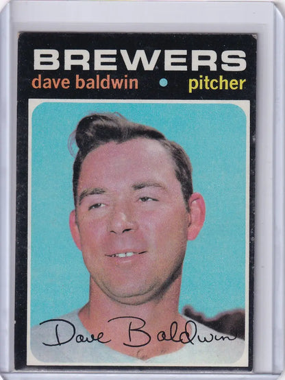 Baseball card of Dave Baldwin from 1971 Topps Baseball, Milwaukee Brewers pitcher