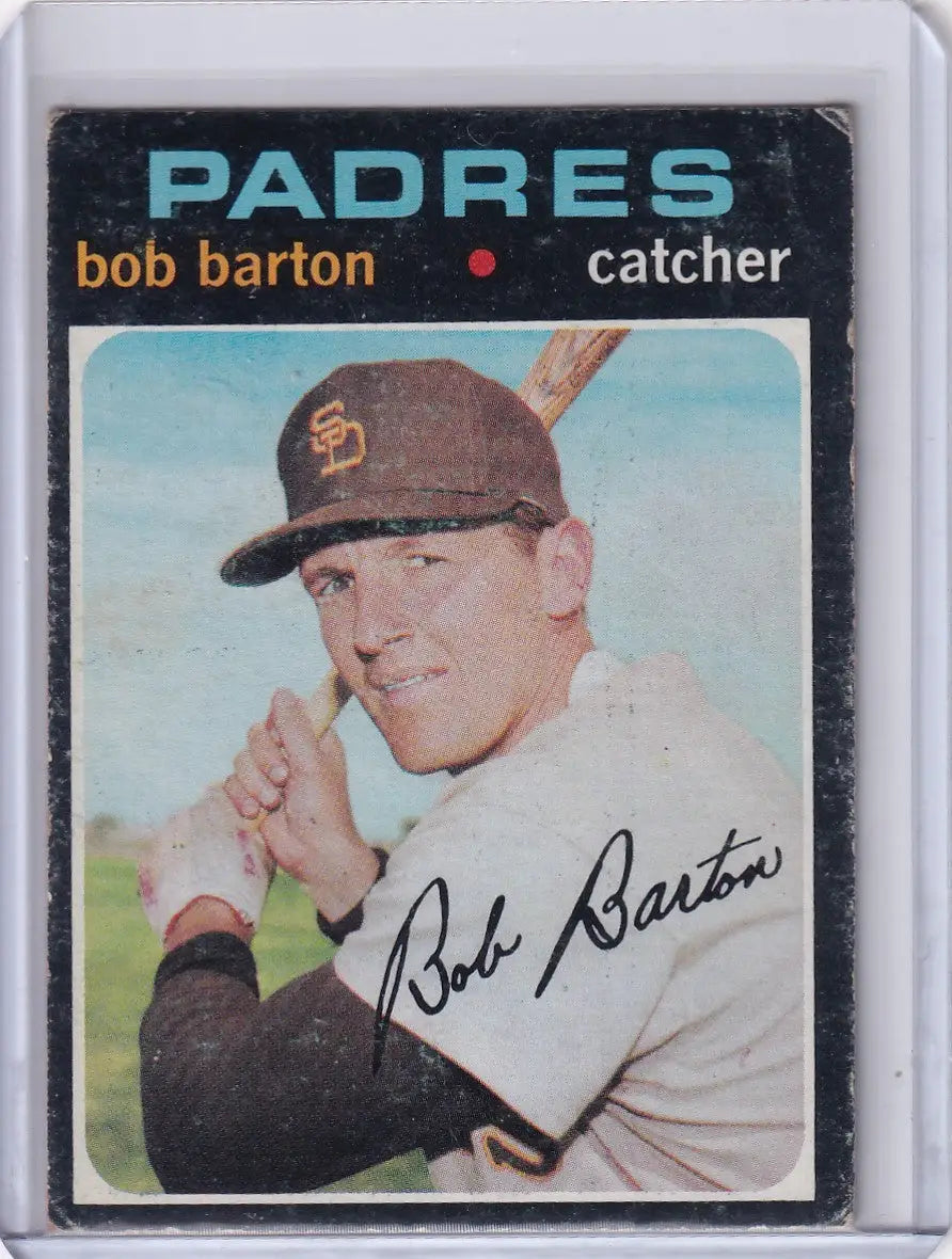 Baseball card of Bob Barton, San Diego Padres, from 1971 Topps Baseball set