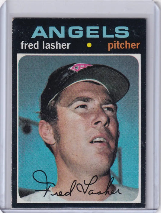 Topps Baseball card of Fred Lasher, pitcher for the California Angels