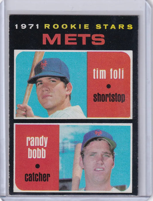 Baseball card of 1971 Topps Baseball #83 Mets Rookies featuring Tim Foli and Randy Bobb