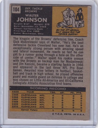 Vintage Topps Football card of Walter Johnson from the Cleveland Browns