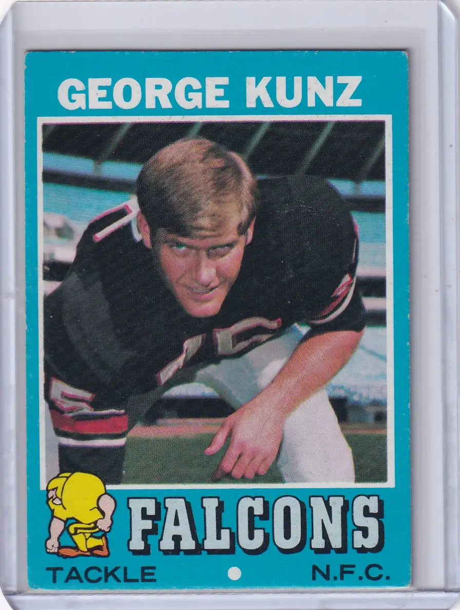 1971 Topps Football card of George Kunz, Atlanta Falcons rookie player