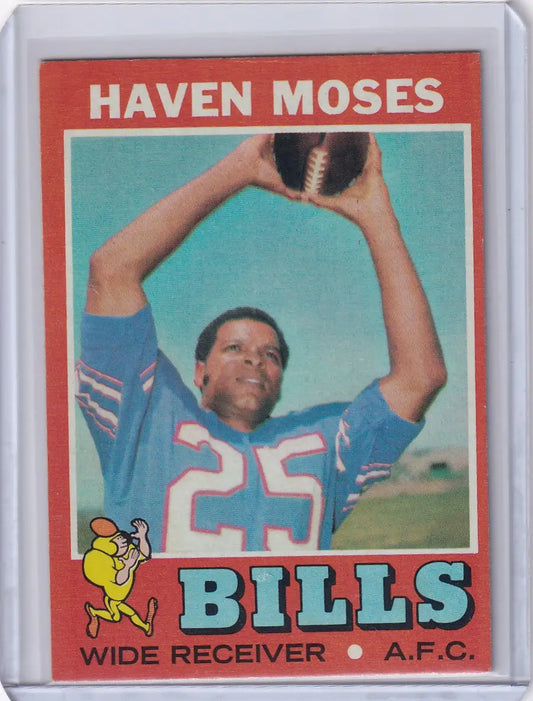 Topps Football trading card of Haven Moses in blue jersey for Buffalo Bills