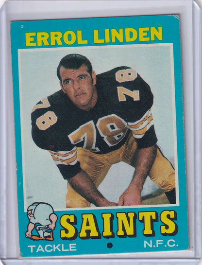 Topps Football trading card of Errol Linden, New Orleans Saints rookie player