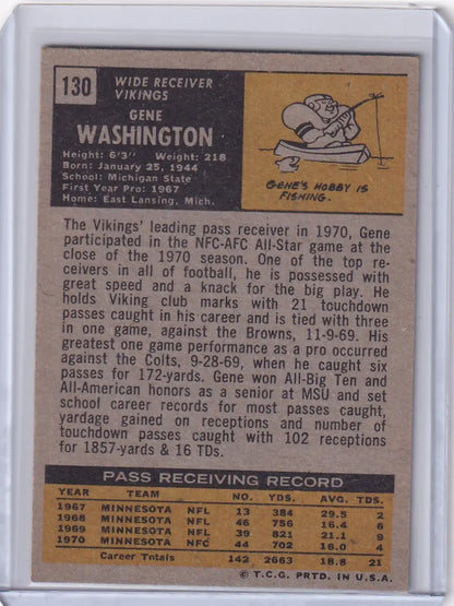 Vintage 1971 Topps Football card of Gene Washington from the Minnesota Vikings