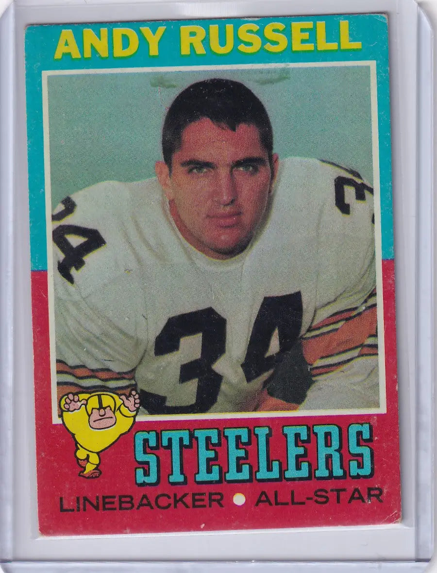 Topps Football card of Andy Russell from the Pittsburgh Steelers 1971 set