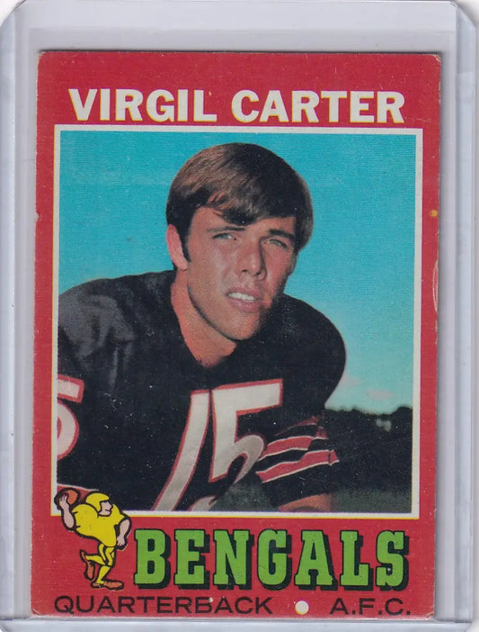 Vintage Topps Football card of Virgil Carter, Cincinnati Bengals quarterback