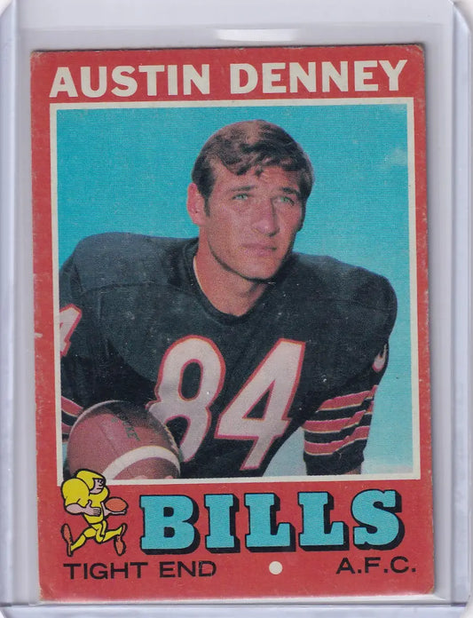 Vintage Topps Football card of Austin Denney, Buffalo Bills player jersey number 84