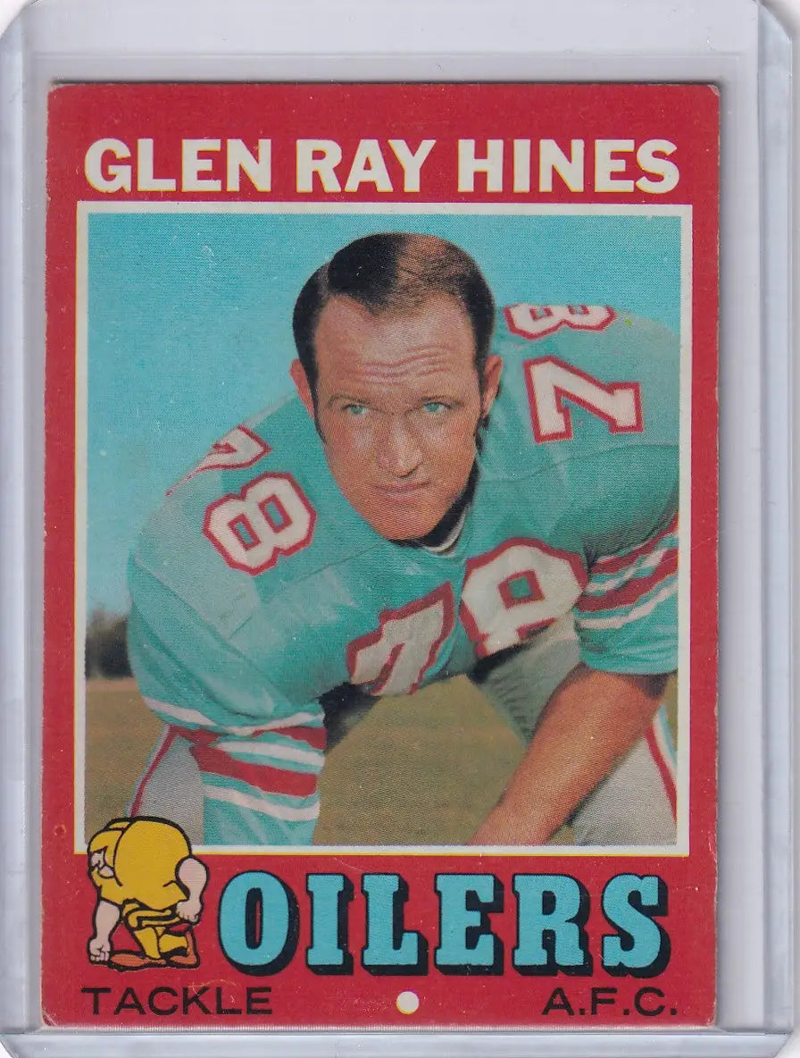 Vintage Topps Football card of Glen Ray Hines from the Houston Oilers team