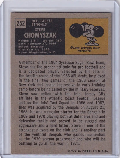 Vintage Topps Football trading card of Steve Chomyszak, Cincinnati Bengals RC