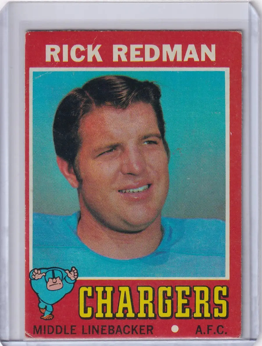 Vintage Topps Football card of Rick Redman from the San Diego Chargers