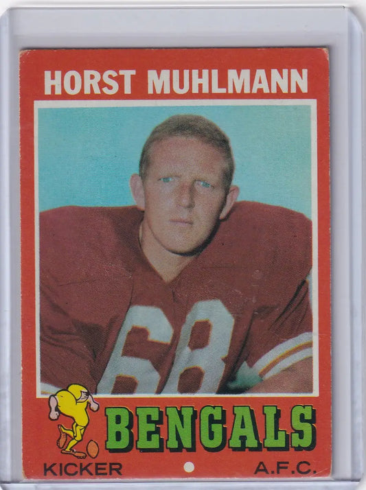 Vintage Topps Football trading card of Horst Muhlmann, Cincinnati Bengals player, jersey 68