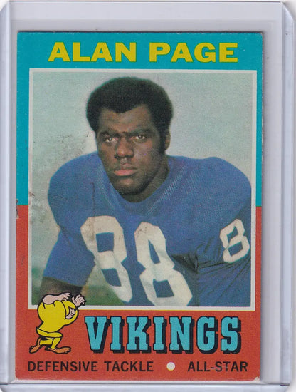 Vintage Topps Football card of Alan Page, Minnesota Vikings defensive tackle