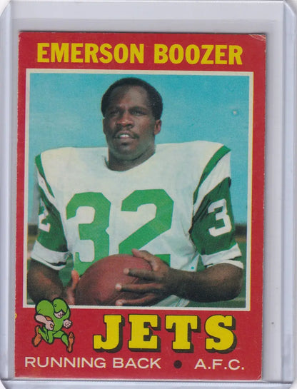 Topps Football card of Emerson Boozer, New York Jets player in jersey number 32