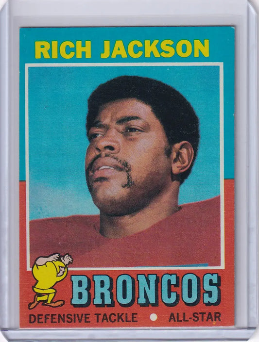 Vintage Topps Football card of Rich Jackson, Denver Broncos defensive tackle