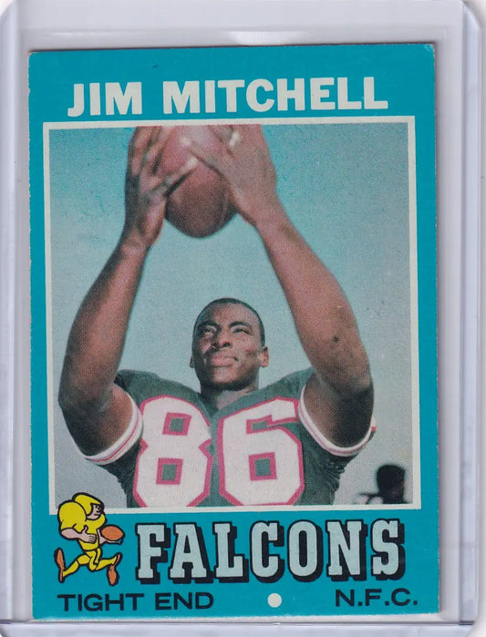 Vintage Topps Football card of Jim Mitchell, Atlanta Falcons player, jersey number 86