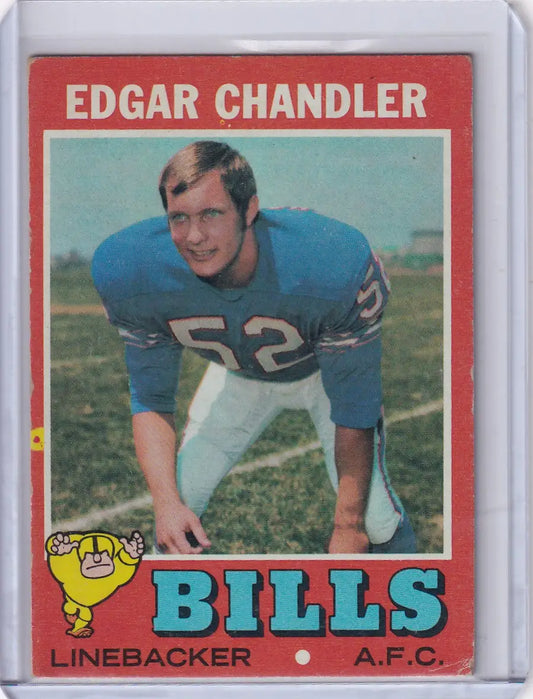 Topps Football card of Edgar Chandler in blue Buffalo Bills jersey number 52