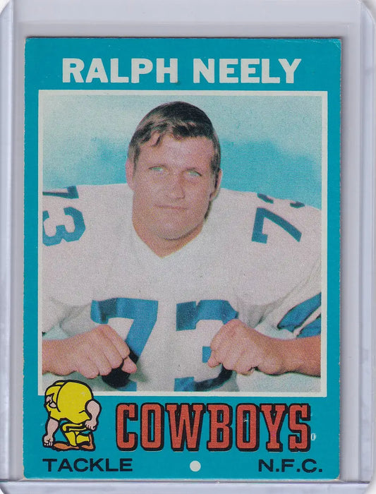 Topps Football trading card of Ralph Neely in Dallas Cowboys white jersey 73