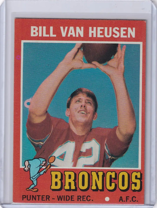 Vintage Topps Football card of Bill Van Heusen from the Denver Broncos RC