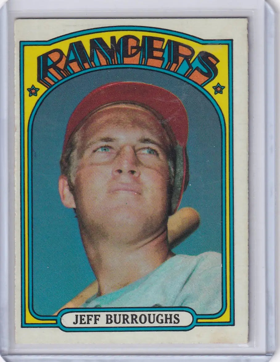 Vintage 1972 Topps Baseball card of Jeff Burroughs RC featuring Texas Rangers