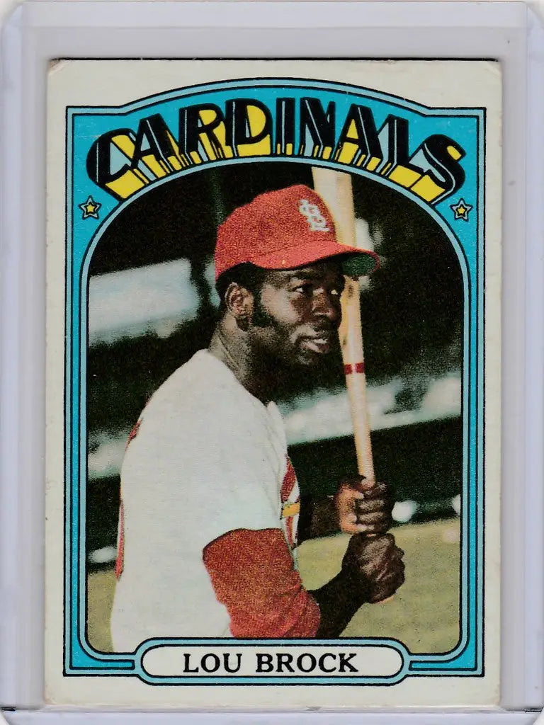 Lou Brock St Louis Cardinals batting stance on 1972 Topps Baseball #200 card