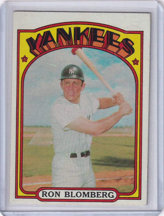 1972 Topps Baseball Card of Ron Blomberg in New York Yankees Pinstripes Batting Stance