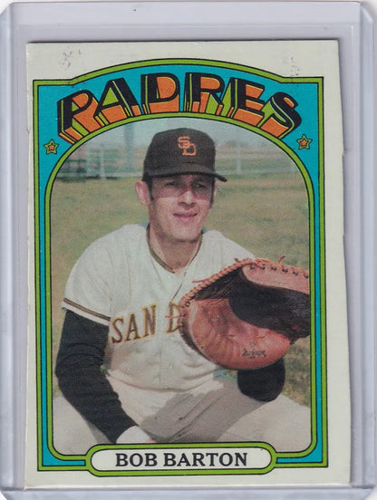 Vintage San Diego Padres Bob Barton card from 1972 Topps Baseball set