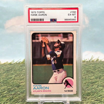 Graded 1973 Topps Hank Aaron baseball card - a valuable sports trading collectible