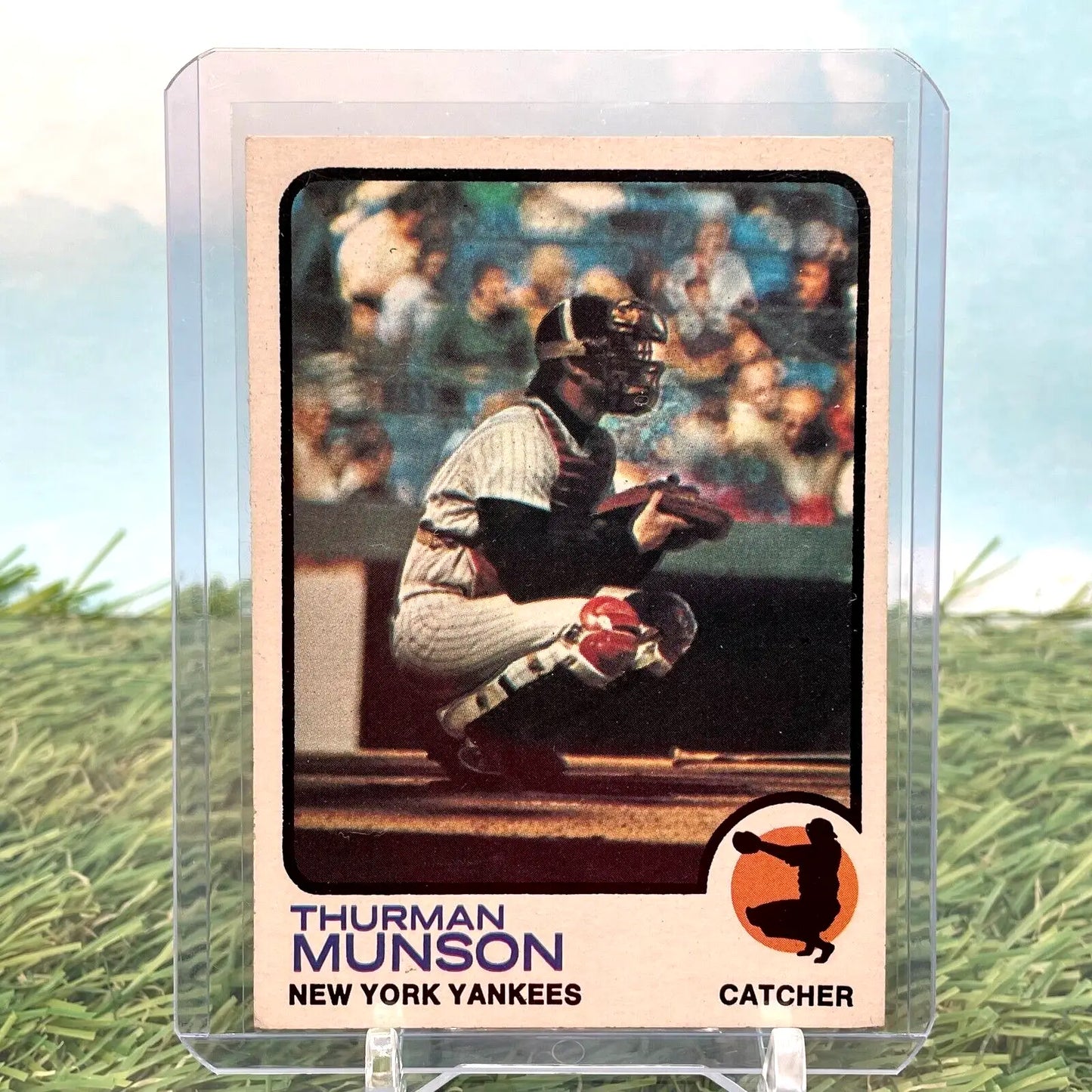 Thurman Munson baseball card from 1973 Topps NY Yankees sports trading card collection