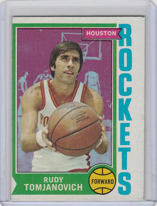 Basketball trading card of Rudy Tomjanovich Houston Rockets 1974-75 Topps #28 EX