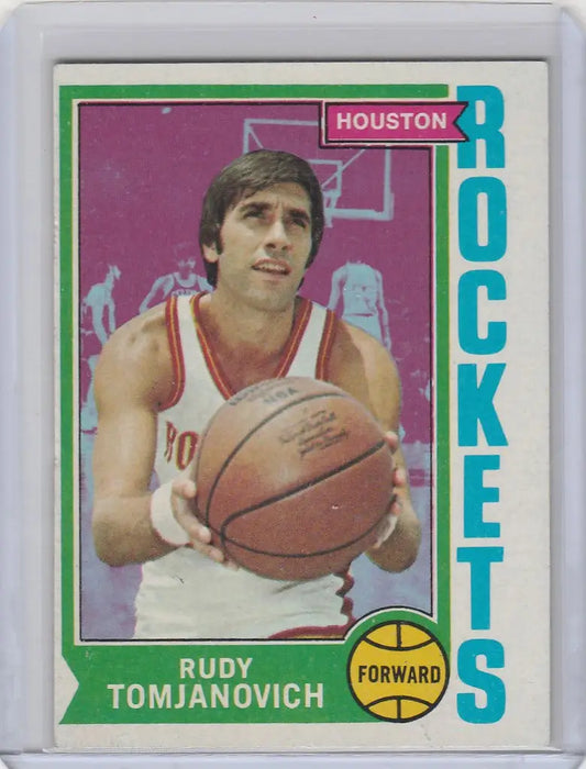 Basketball trading card of Rudy Tomjanovich from the 1974-75 Topps Houston Rockets