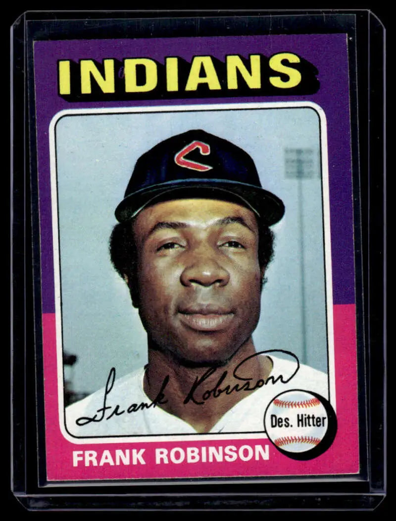 Vintage 1975 Cleveland Indians Baseball Card featuring Frank Robinson in team cap