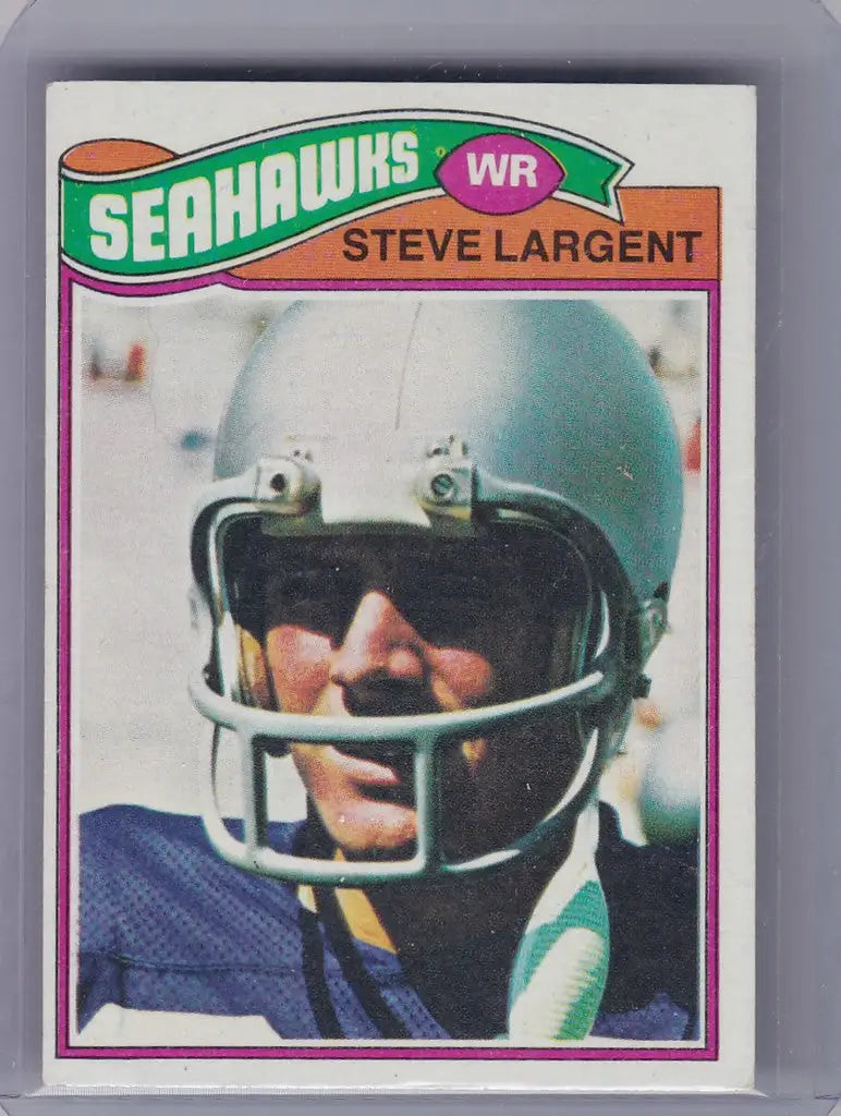 Football trading card of Steve Largent Rookie, HOF Seattle Seahawks, in teal helmet