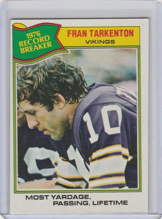 Vintage football trading card of Fran Tarkenton Minnesota Vikings #10 NRMT condition