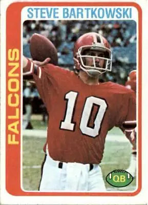 Vintage 1978 Topps Steve Bartkowski Atlanta Falcons football card in red jersey number 10