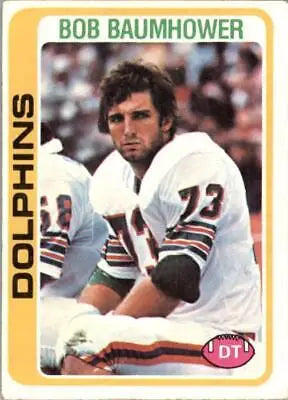 Bob Baumhower Rookie Miami Dolphins NFL Football Card from 1978 Topps #466 VG condition