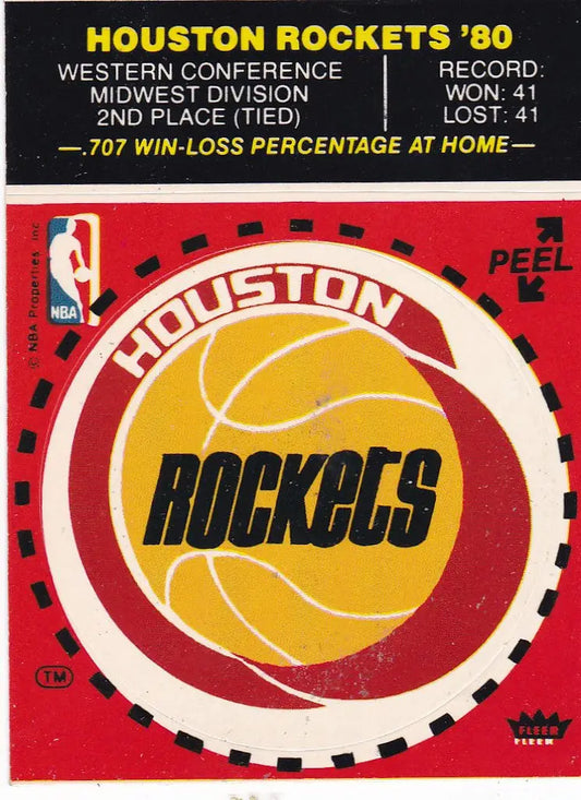 Vintage Houston Rockets NBA Basketball Sticker from 1980 by Fleer NBA Basketball