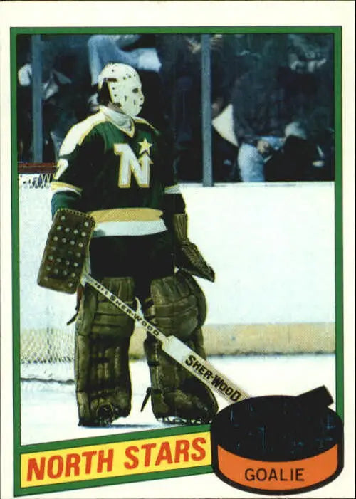 Hockey goalie card of Gilles Meloche from the 1980-81 Topps North Stars set