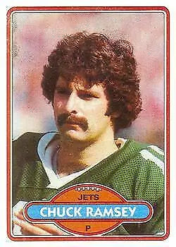 Vintage 1980 Topps Chuck Ramsey New York Jets NFL Football Card in good condition