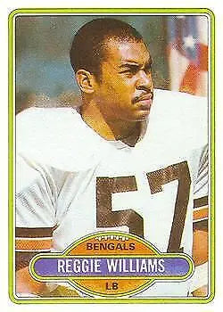 Vintage 1980 Topps Reggie Williams Cincinnati Bengals NFL Football Trading Card