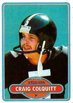 Vintage Craig Colquitt NFL football card from 1980 Topps for Pittsburgh Steelers fans