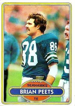 Brian Peets Seattle Seahawks NFL Football Card from 1980 Topps #469 in good condition